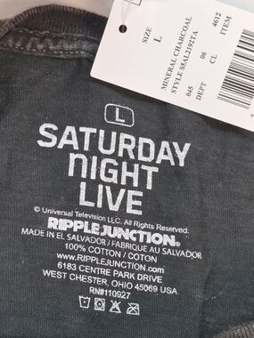 Live From New York Graphic Long Sleeve Tee Black on Charcoal Distressed #0459
